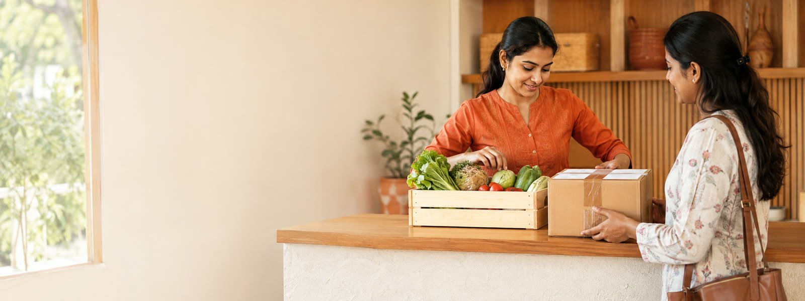 A JSK staff member quality-checking a local order before handoff